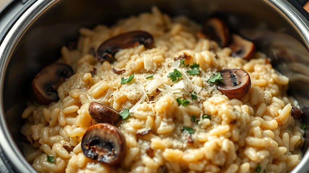 creamy mushroom risotto preparation