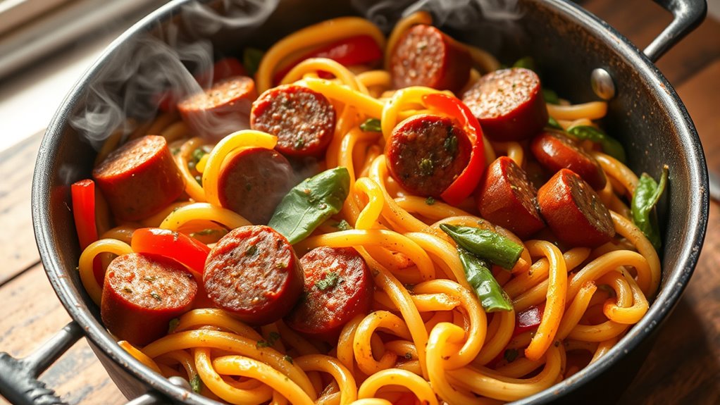 flavorful sausage vibrant peppers