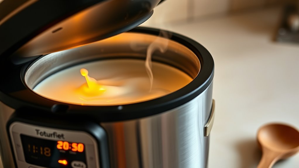 heat milk to proper temperature