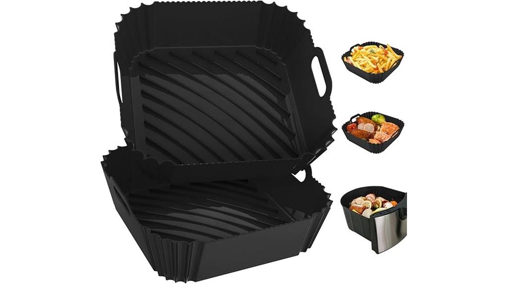 two silicone air fryer liners