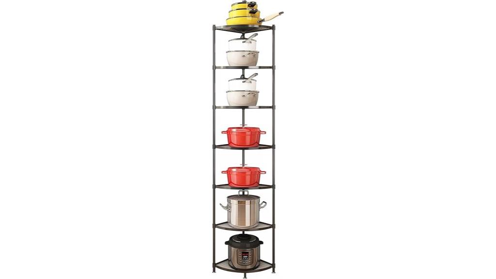 adjustable 7 tier corner shelf