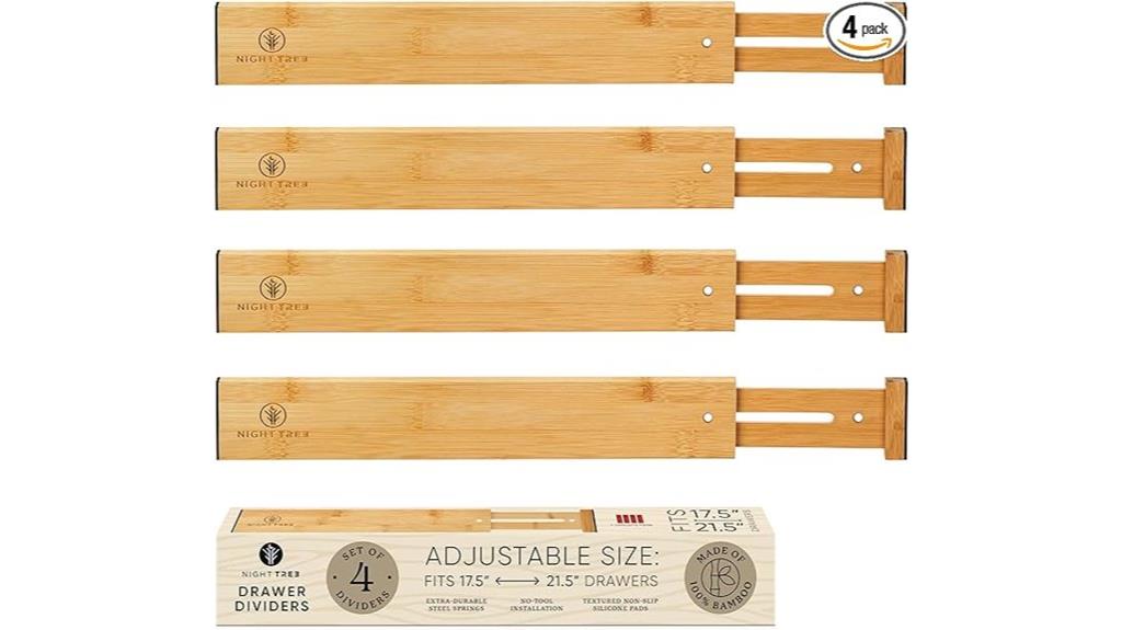 adjustable bamboo drawer organizers