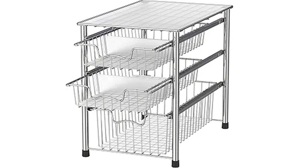 chrome 3 tier basket organizer
