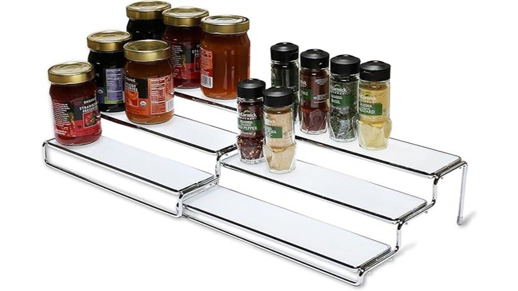 chrome 3 tier expandable spice rack