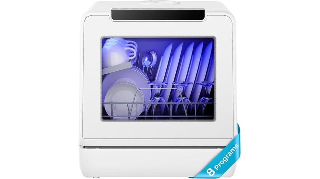 compact countertop dishwasher with eight programs