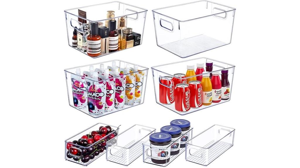 eight piece plastic storage bins