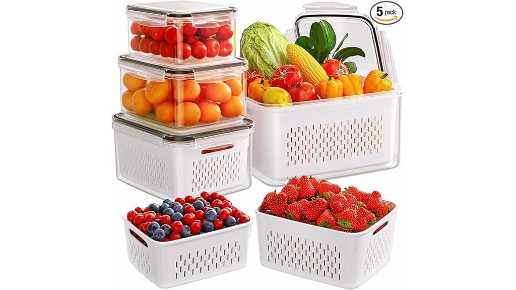 five container fruit storage