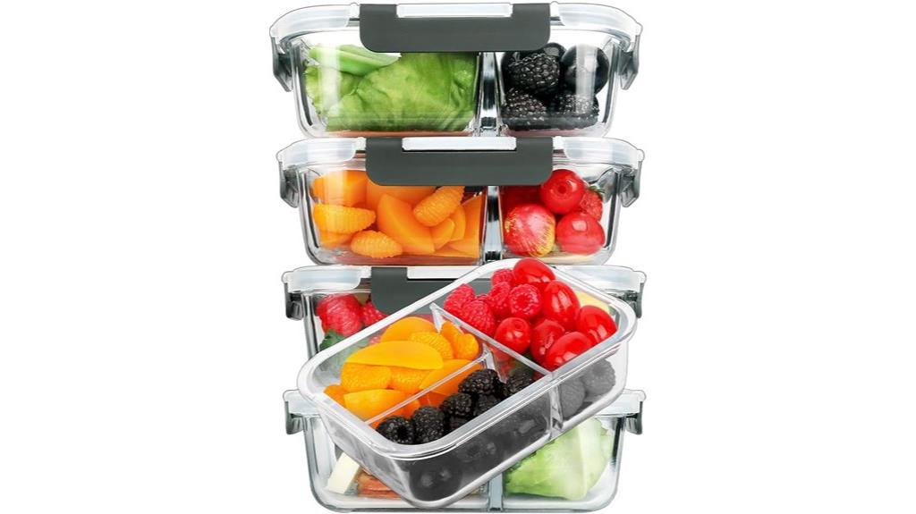five glass meal containers
