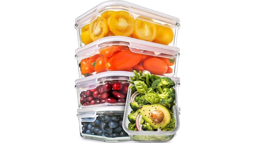 five glass meal containers
