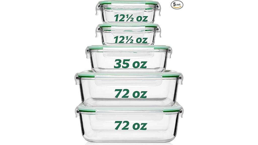 five pack large glass containers