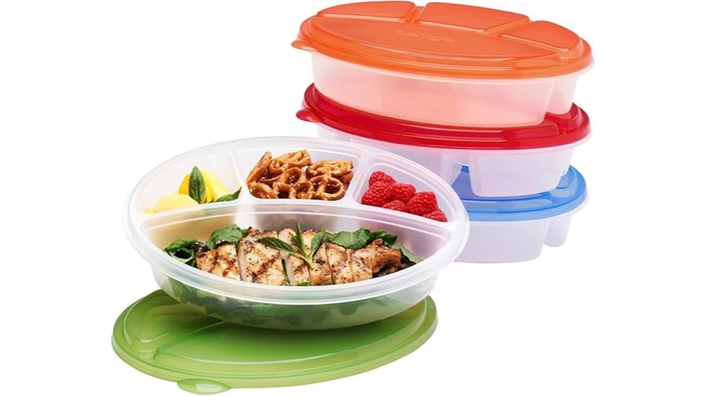 four compartment oval containers