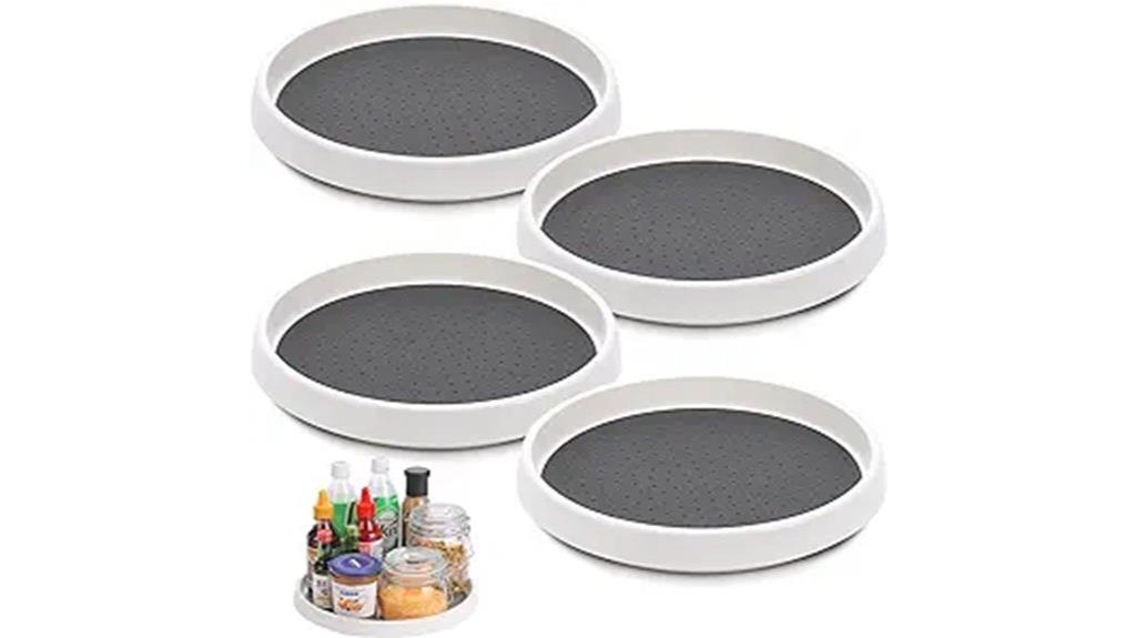 four non slip rotating trays