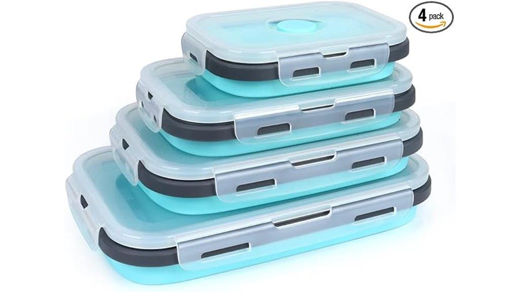four piece collapsible silicone containers