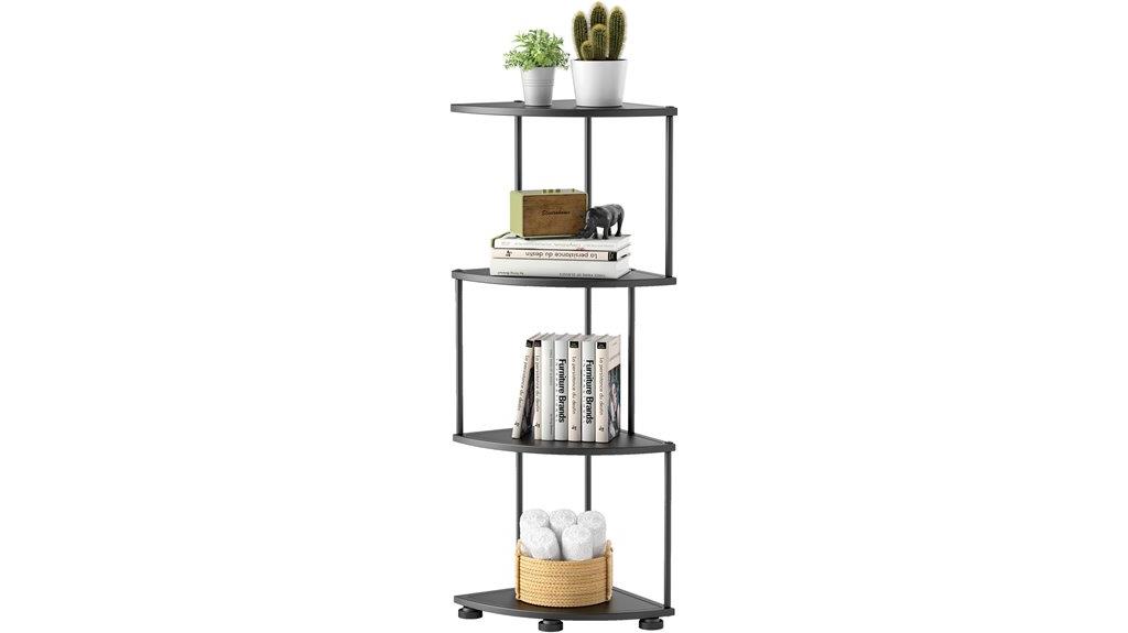 four tier metal corner shelf