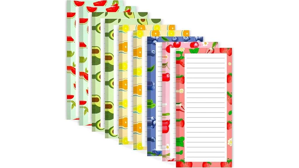 fruit themed grocery list pad