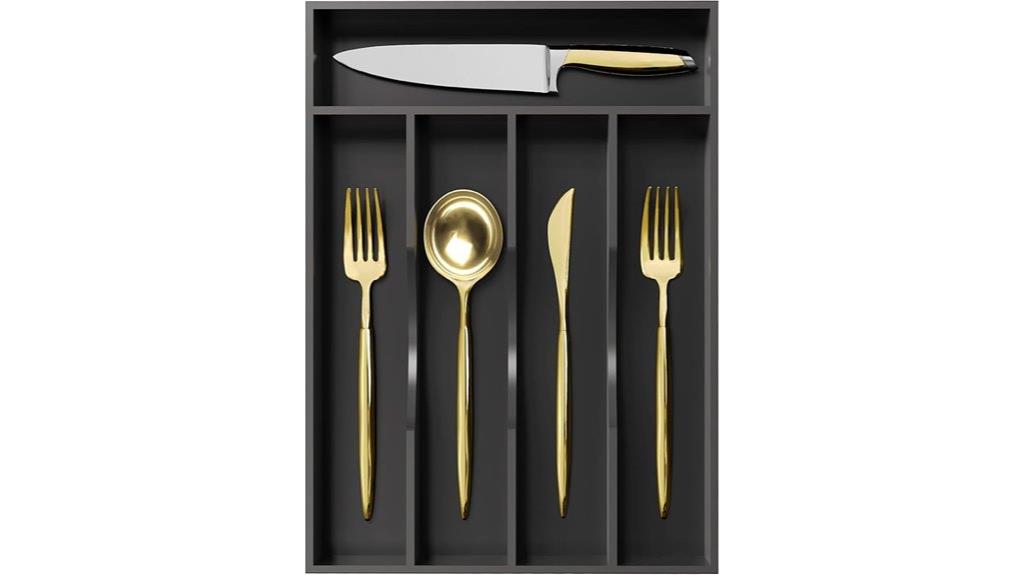 green black silverware organizer