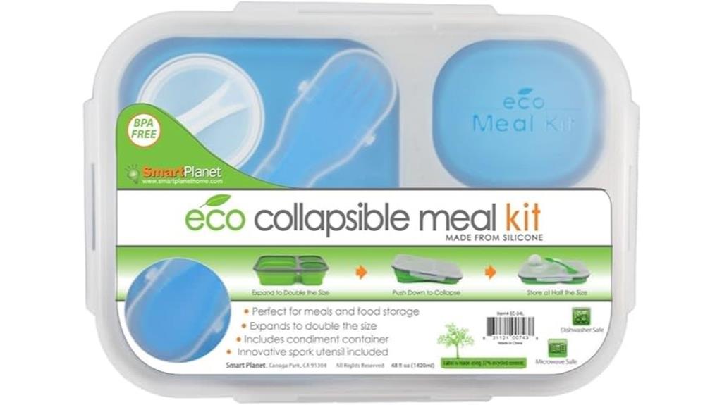 large blue collapsible lunch box