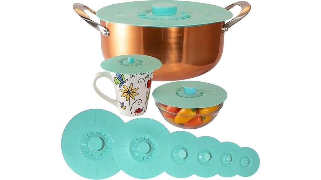 large teal silicone lid set