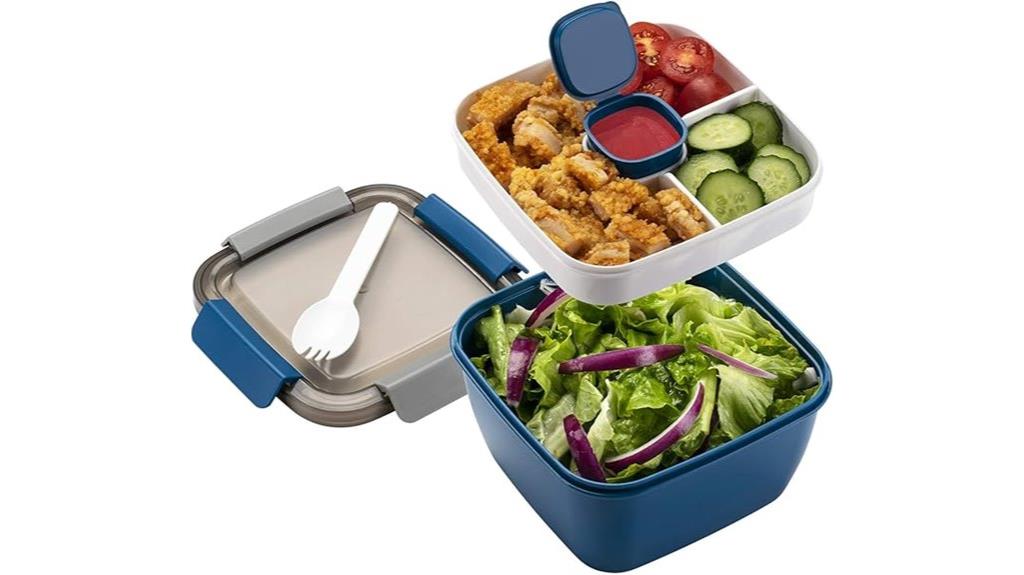 large three compartment salad container