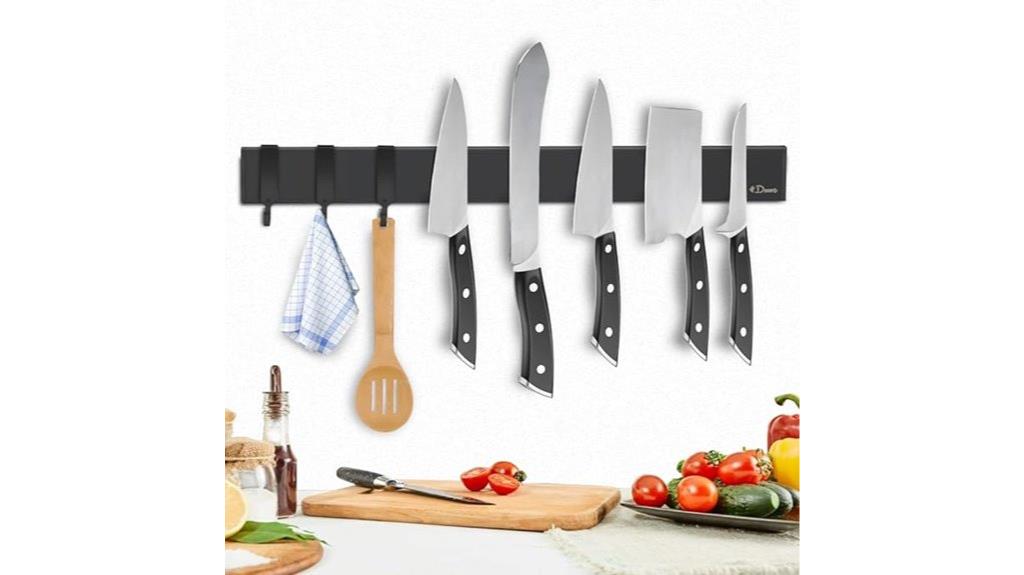 magnetic knife holder with hooks