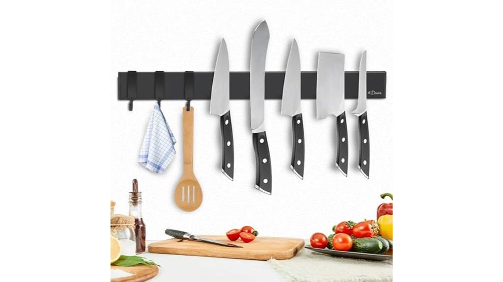 magnetic knife holder with hooks