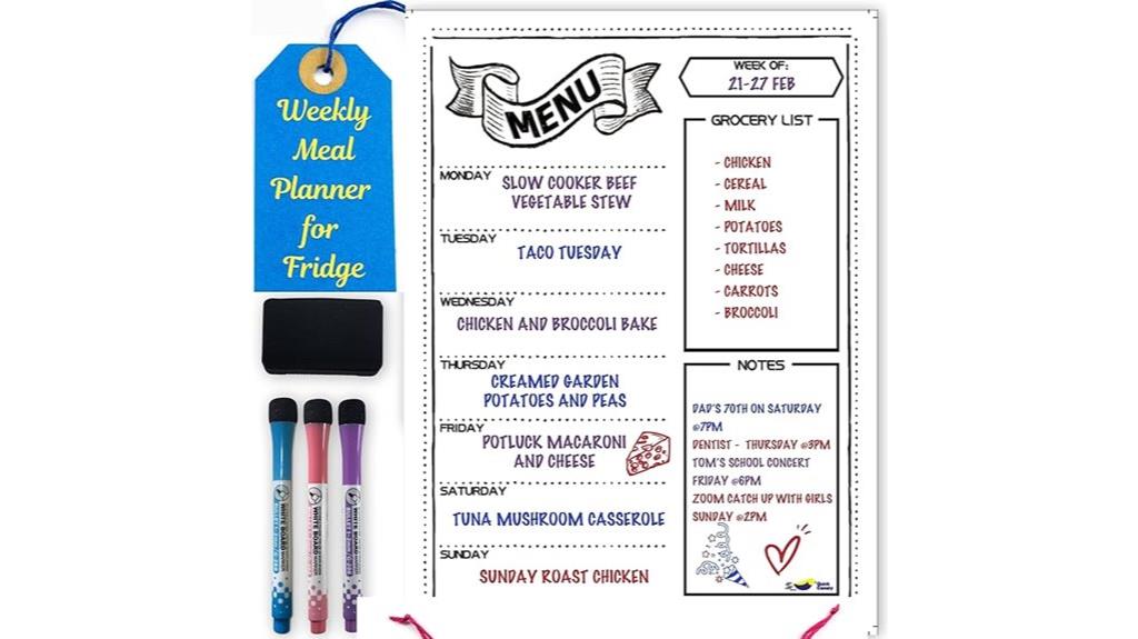 magnetic weekly meal organizer