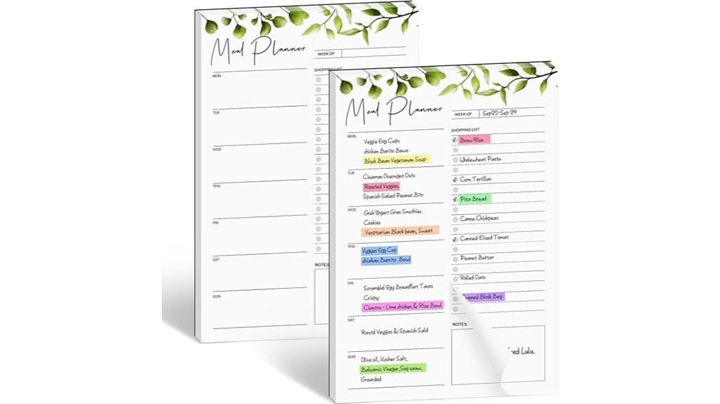 magnetic weekly meal organizer
