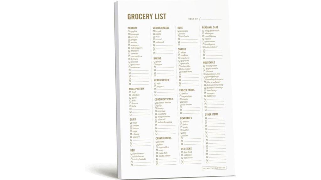 magnetized fridge grocery list