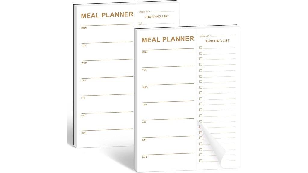 meal planning tear off sheets