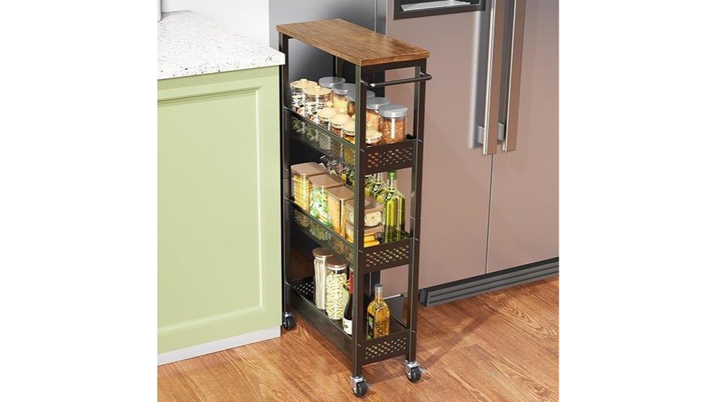 narrow four tier kitchen cart