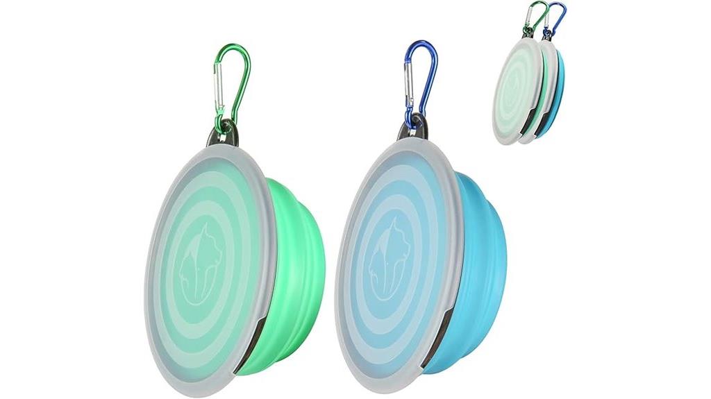 pet bowls collapsible blue green