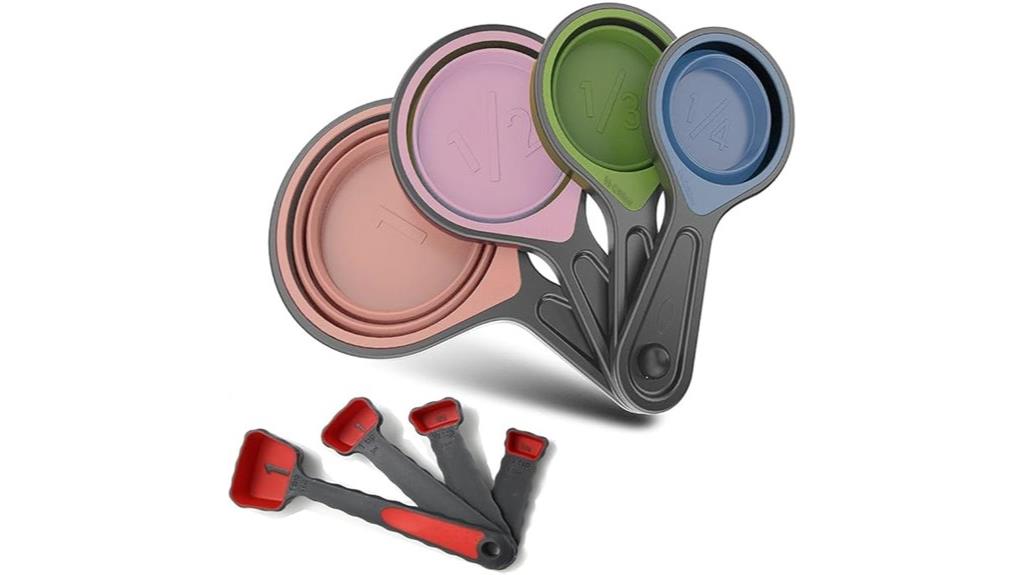 pink collapsible measuring set