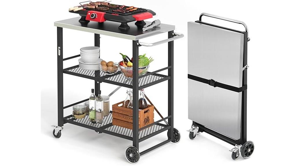 portable grill cart with shelves