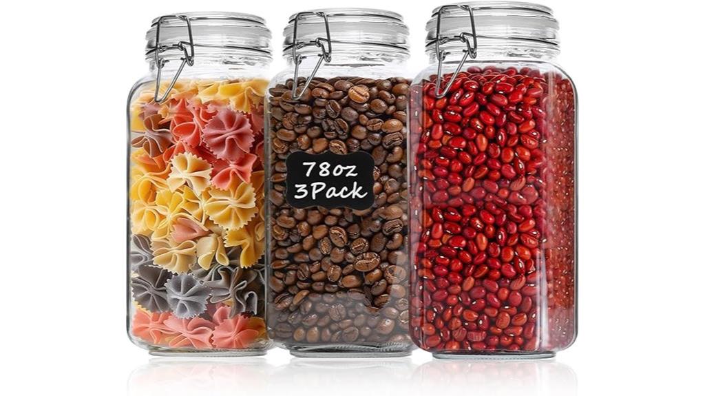 set of 3 airtight glass canisters