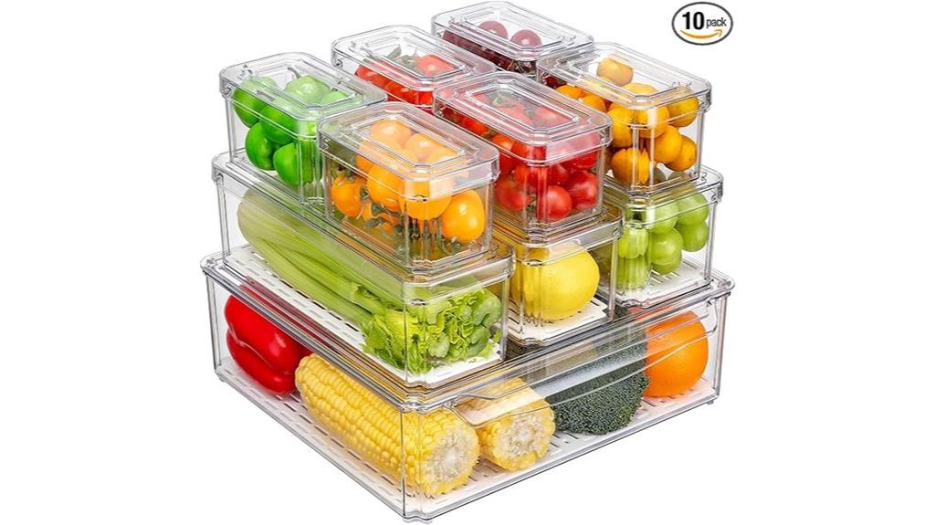 set of ten clear storage bins