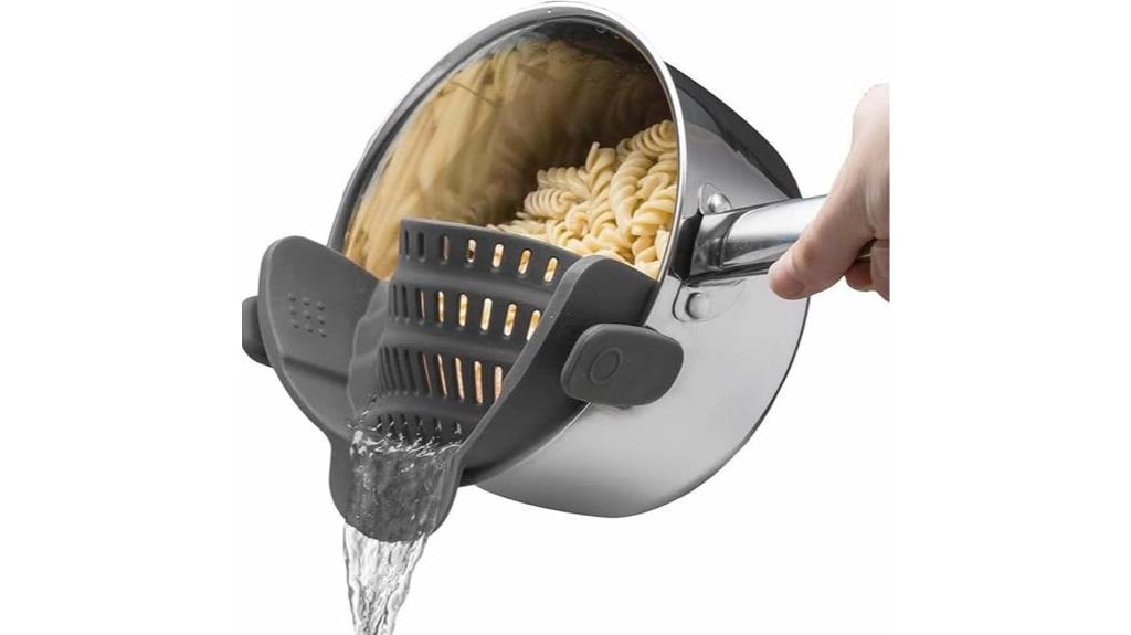 silicone clip on pasta strainer