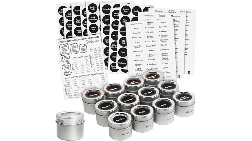 silver magnetic spice jars