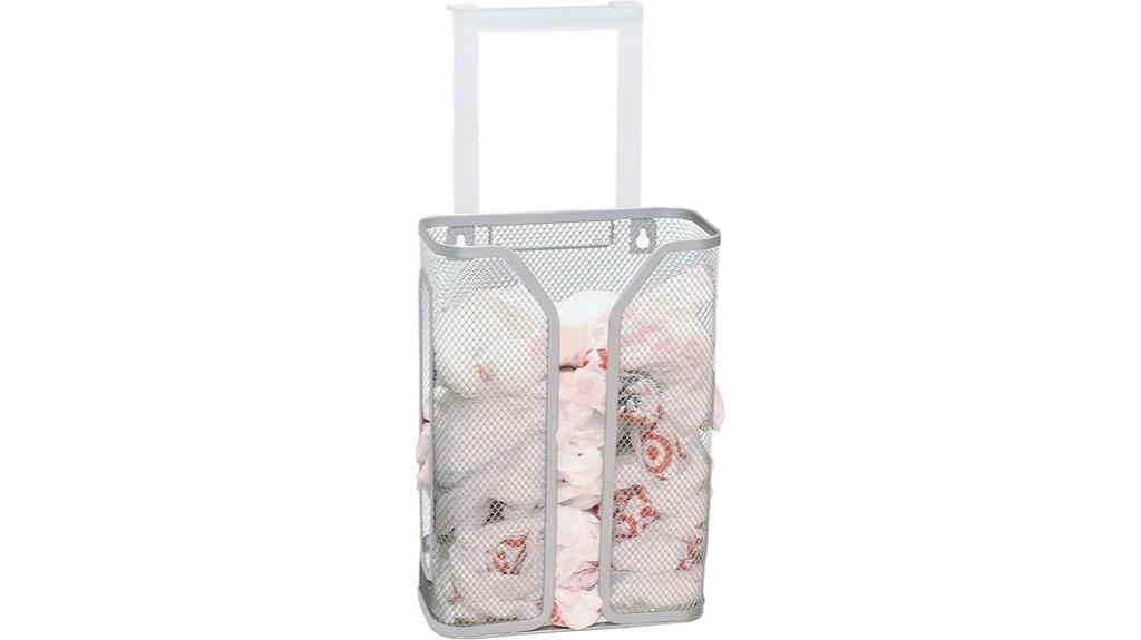 silver over cabinet grocery bag holder