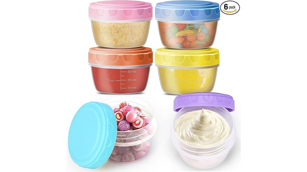 six 2oz dressing containers