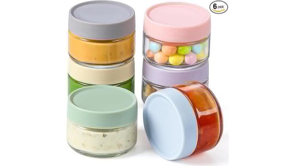 six glass salad dressings