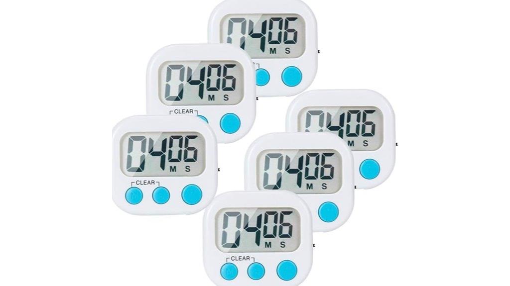 six magnetic digital timers