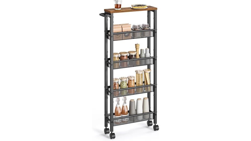 slim rolling storage cart
