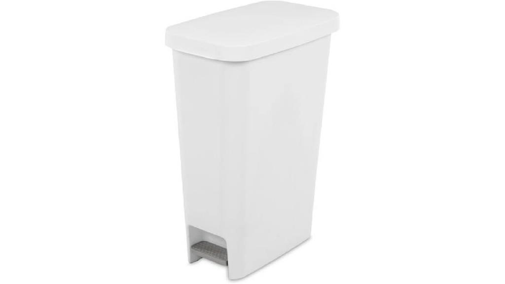 slim white 11 gallon wastebasket