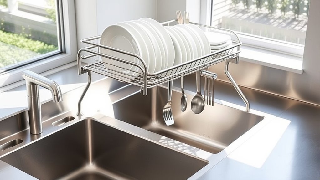 space saving sink dish racks