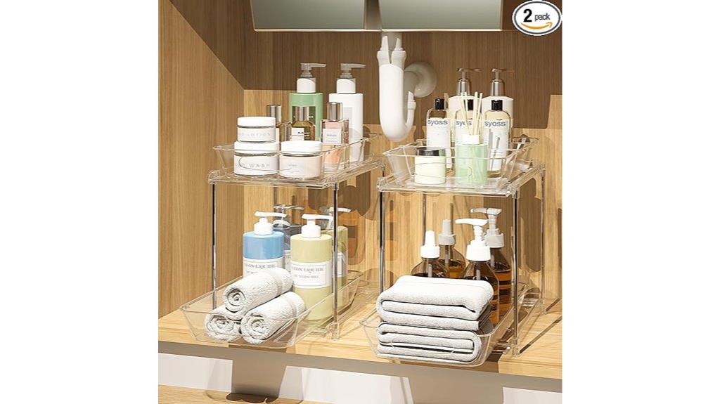 two bathroom storage sets