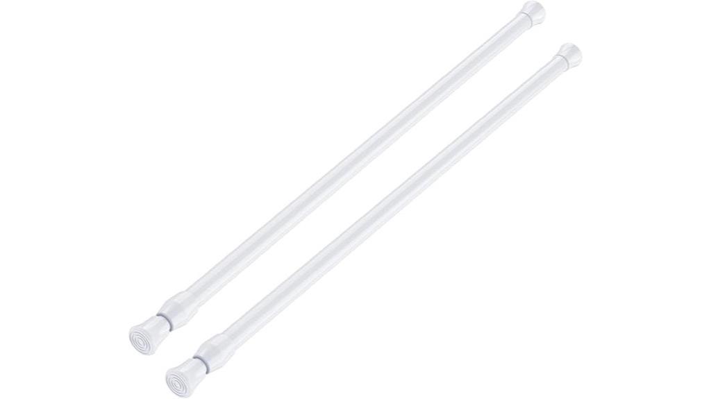 white adjustable tension rods
