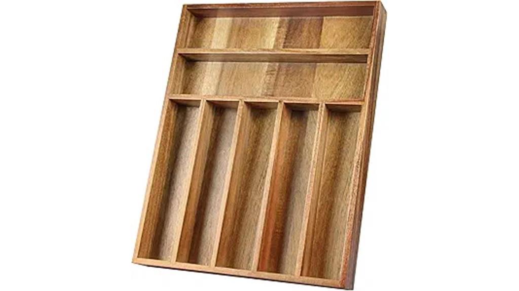 wooden cutlery drawer organizer