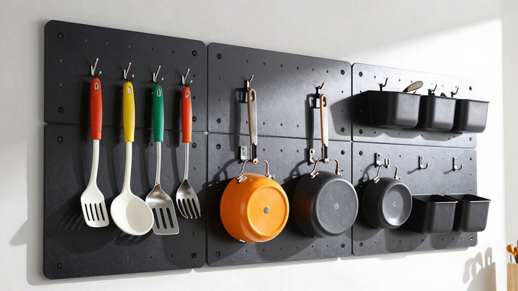 organize kitchen with pegboard