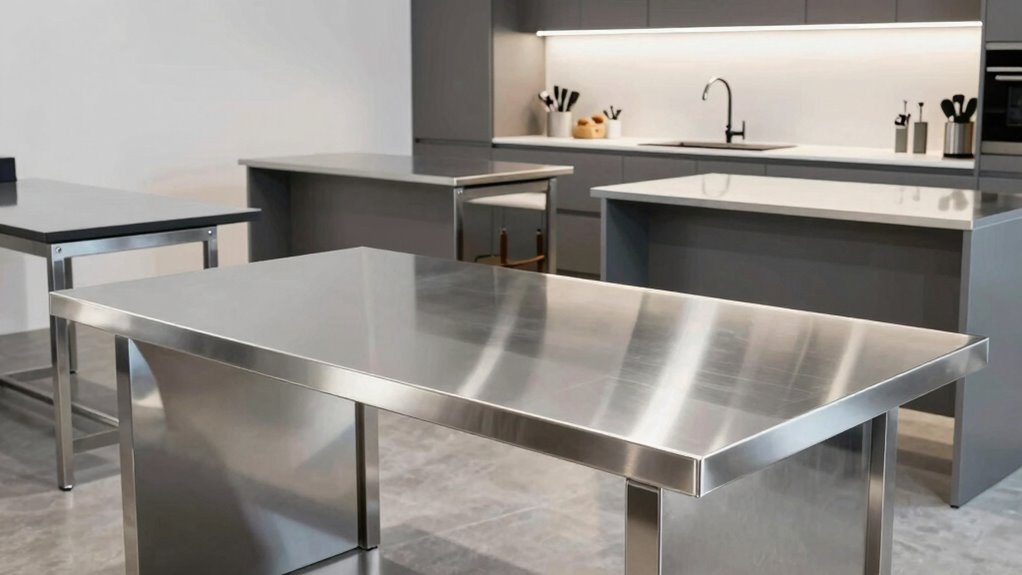 top stainless steel work tables