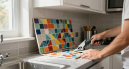A Builder-Grade Kitchen Gets A Pop Of Color With An Easy Backsplash Upgrade